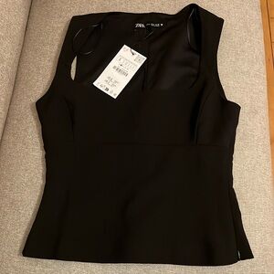 Zara black square neck top S